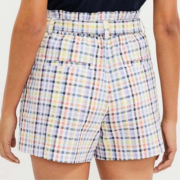 NWT LOFT High Waist Paperbag Shorts in Plaid - Picture 3 of 12